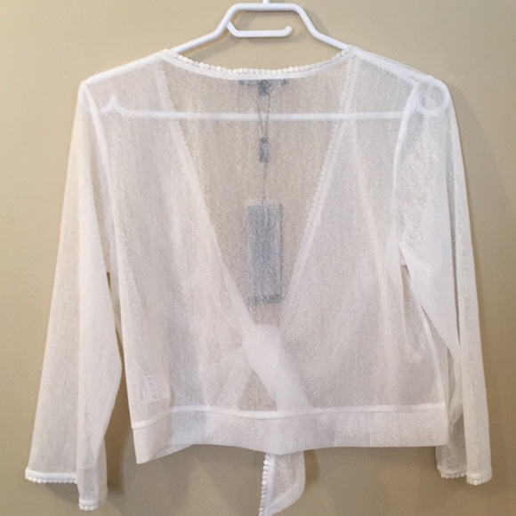 Sheer, white, long sleeve cover up - Picture 2 of 8